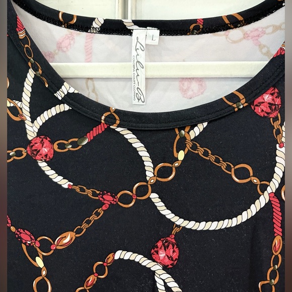 PRELOVED SZ L Lulu-B Chain Print Black Tunic top/mini dress - Picture 2 of 10